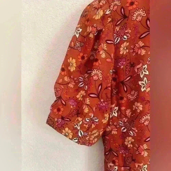 Nanette Lepore Floral Puff Sleeve Wrap Dressin Sierra Size 4 Vintage Inspired - Picture 8 of 11